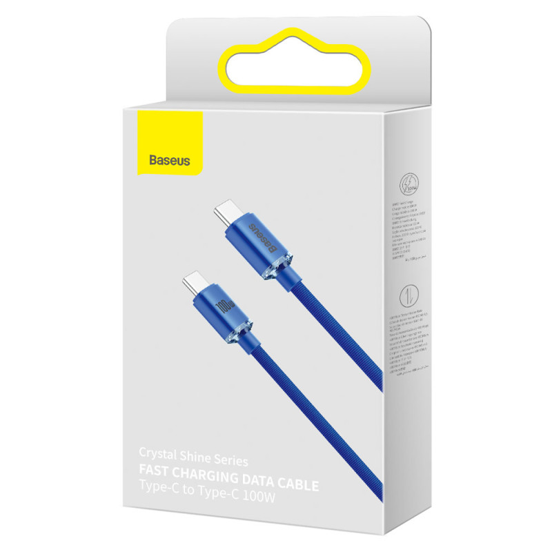Laido laidas greitam įkrovimui ir duomenų perdavimui USB-C USB-C 100W 1,2m mėlynas