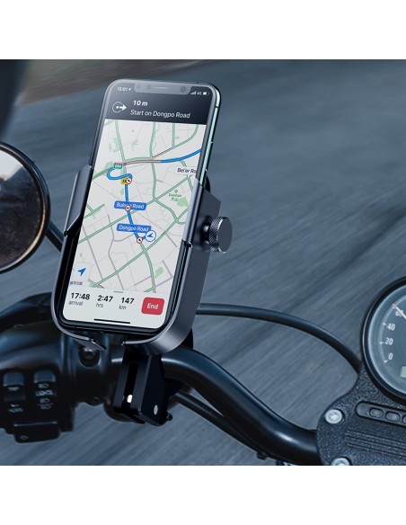 Dviračio motociklo telefono laikiklis vairo veidrodžiui juodas