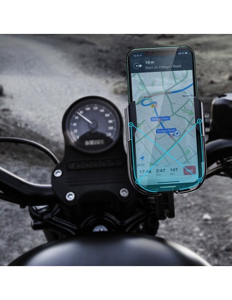 Dviračio motociklo telefono laikiklis vairo veidrodžiui juodas