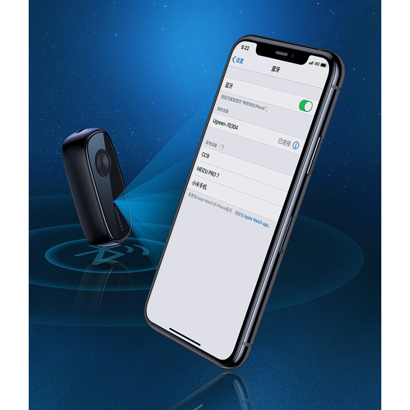 Garso imtuvas Bluetooth 5.0 ausinėms garso AUX aptX, aptX LL mini lizdas juodas