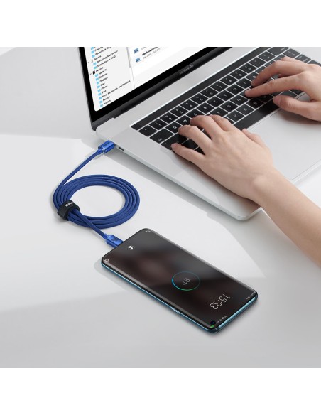 Laido laidas greitam įkrovimui ir duomenų perdavimui USB-C USB-C 100W 1,2m mėlynas Laido laidas greitam įkrovimui ir duomenų perdavimui USB-C USB-C 100W 1,2m mėlynas
