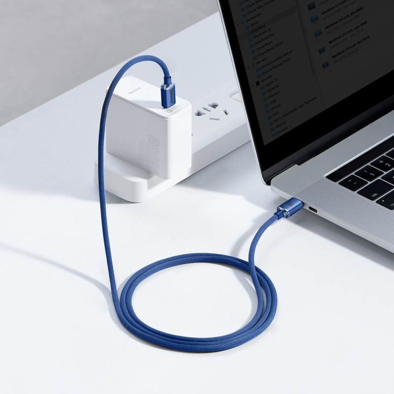 Laido laidas greitam įkrovimui ir duomenų perdavimui USB-C USB-C 100W 1,2m mėlynas