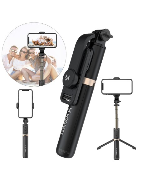 Selfie Stick teleskopinis foto trikojis + Bluetooth nuotolinio valdymo pultas juodas Selfie Stick teleskopinis foto trikojis + Bluetooth nuotolinio valdymo pultas juodas