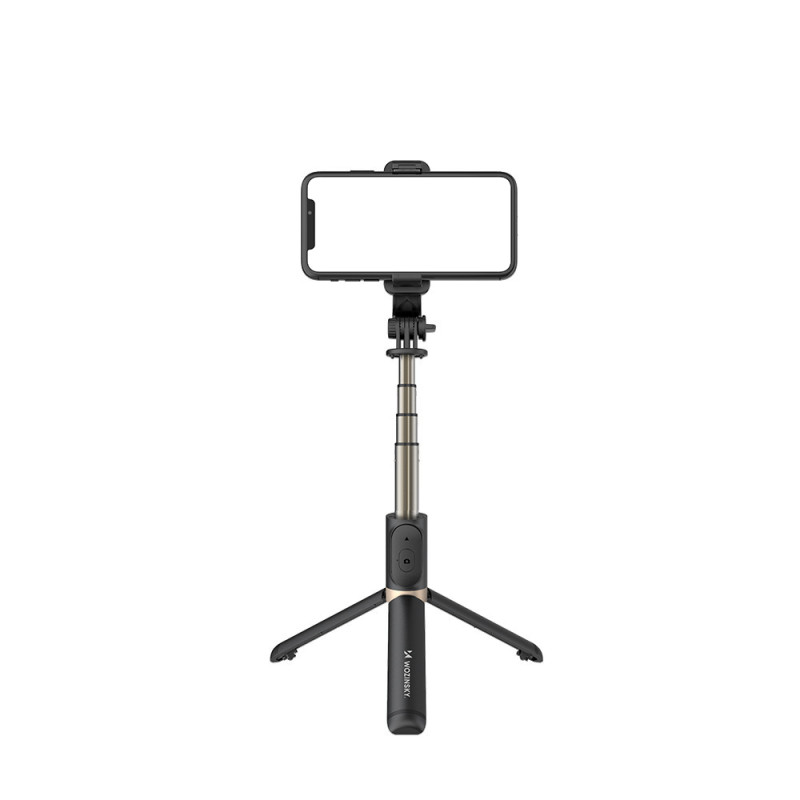 Selfie Stick teleskopinis foto trikojis + Bluetooth nuotolinio valdymo pultas juodas