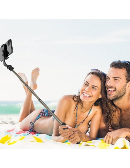 Selfie Stick teleskopinis foto trikojis + Bluetooth nuotolinio valdymo pultas juodas Selfie Stick teleskopinis foto trikojis + Bluetooth nuotolinio valdymo pultas juodas