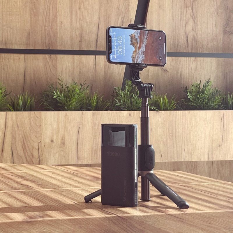Selfie Stick teleskopinis foto trikojis + Bluetooth nuotolinio valdymo pultas juodas