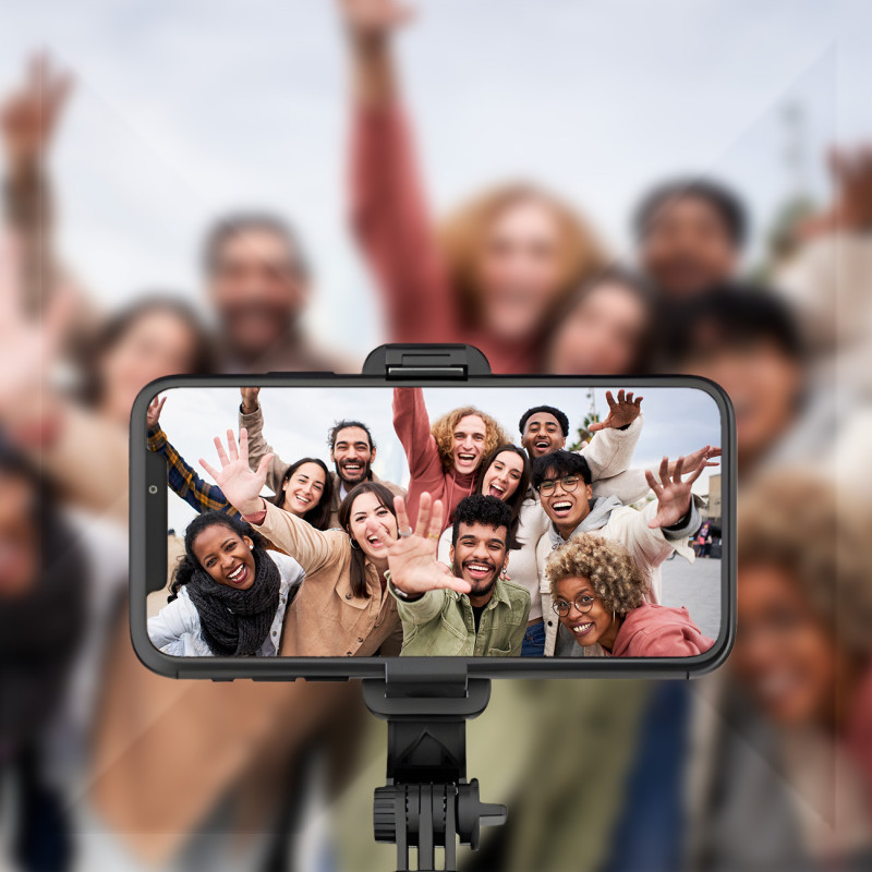 Selfie Stick teleskopinis foto trikojis + Bluetooth nuotolinio valdymo pultas juodas