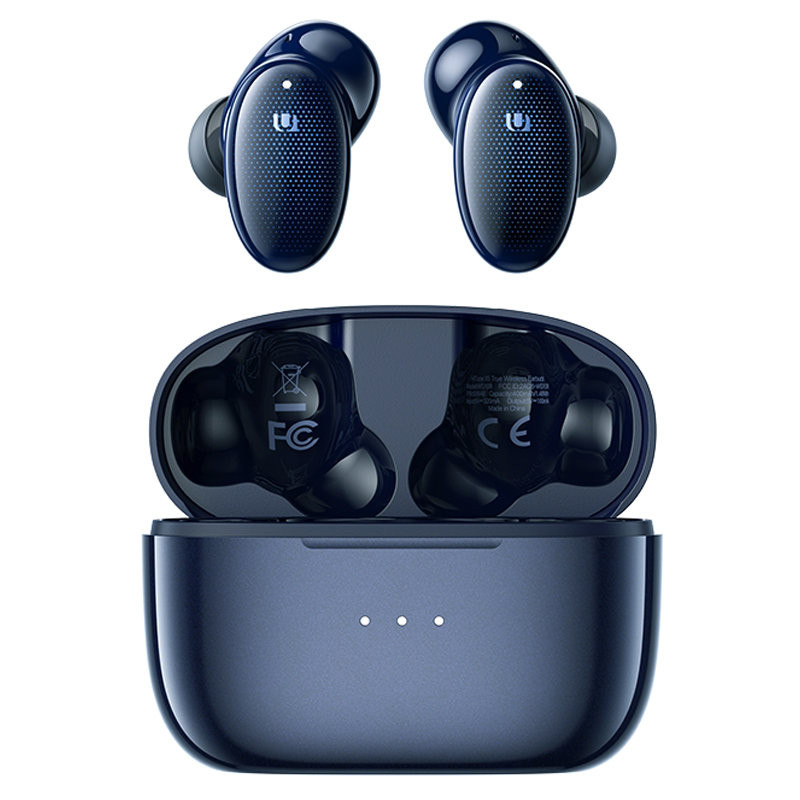 Į ausis įdedamos belaidės ausinės TWS Bluetooth 5.0 vandeniui atsparios IPX5 aptX mėlynos spalvos