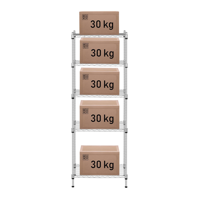 Ažūrinė vielos laikymo lentyna pilka 150x55x35cm iki 150kg