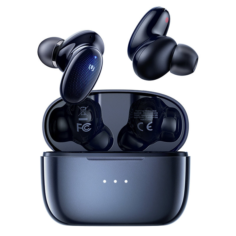 Į ausis įdedamos belaidės ausinės TWS Bluetooth 5.0 vandeniui atsparios IPX5 aptX mėlynos spalvos