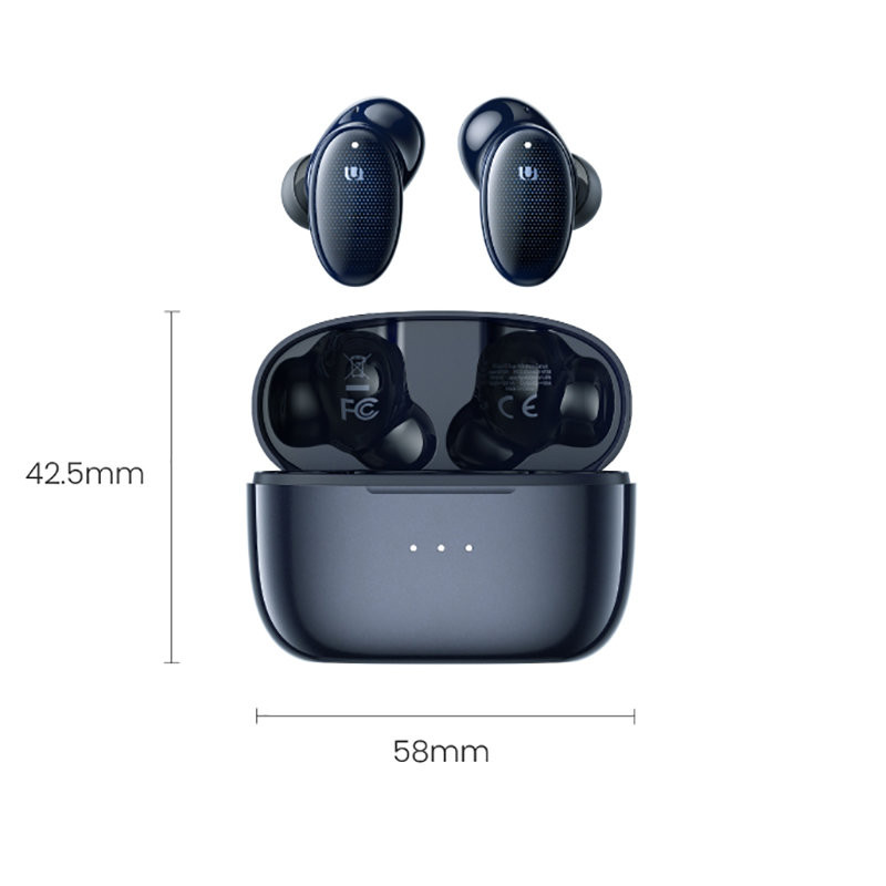 Į ausis įdedamos belaidės ausinės TWS Bluetooth 5.0 vandeniui atsparios IPX5 aptX mėlynos spalvos
