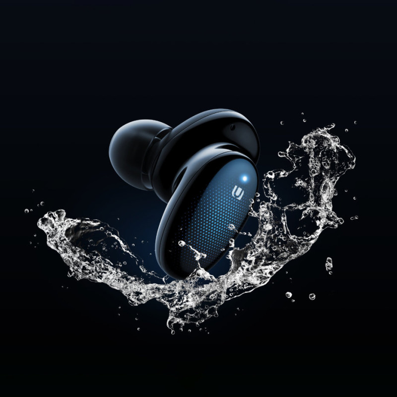 Į ausis įdedamos belaidės ausinės TWS Bluetooth 5.0 vandeniui atsparios IPX5 aptX mėlynos spalvos
