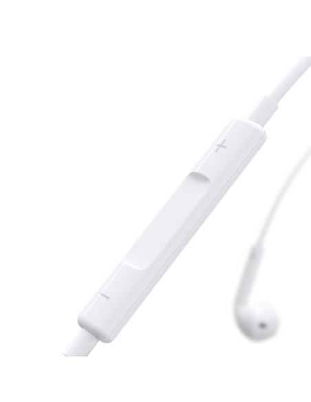 „Ben“ serijos „Lightning“ laidinės ausinės su nuotolinio valdymo pultu ir baltu mikrofonu