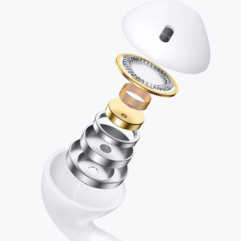 „Ben“ serijos „Lightning“ laidinės ausinės su nuotolinio valdymo pultu ir baltu mikrofonu