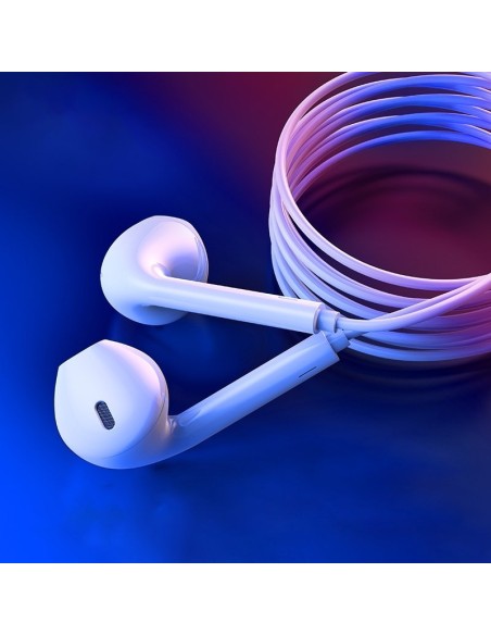 „Ben“ serijos „Lightning“ laidinės ausinės su nuotolinio valdymo pultu ir baltu mikrofonu