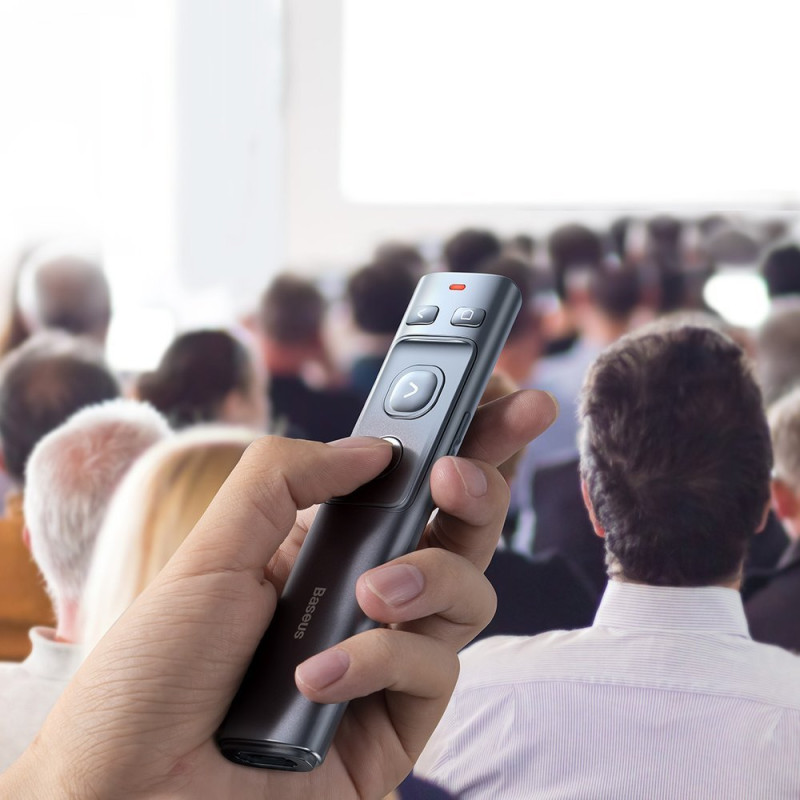 Lazerinis žymeklio nuotolinio valdymo pultas, skirtas kompiuterio pristatymui su įmontuota baterija Orange Dot pilka