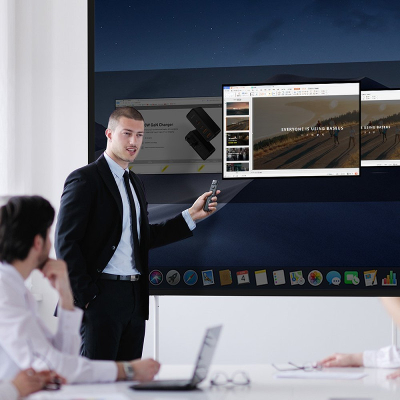 Lazerinis žymeklio nuotolinio valdymo pultas, skirtas kompiuterio pristatymui su įmontuota baterija Orange Dot pilka