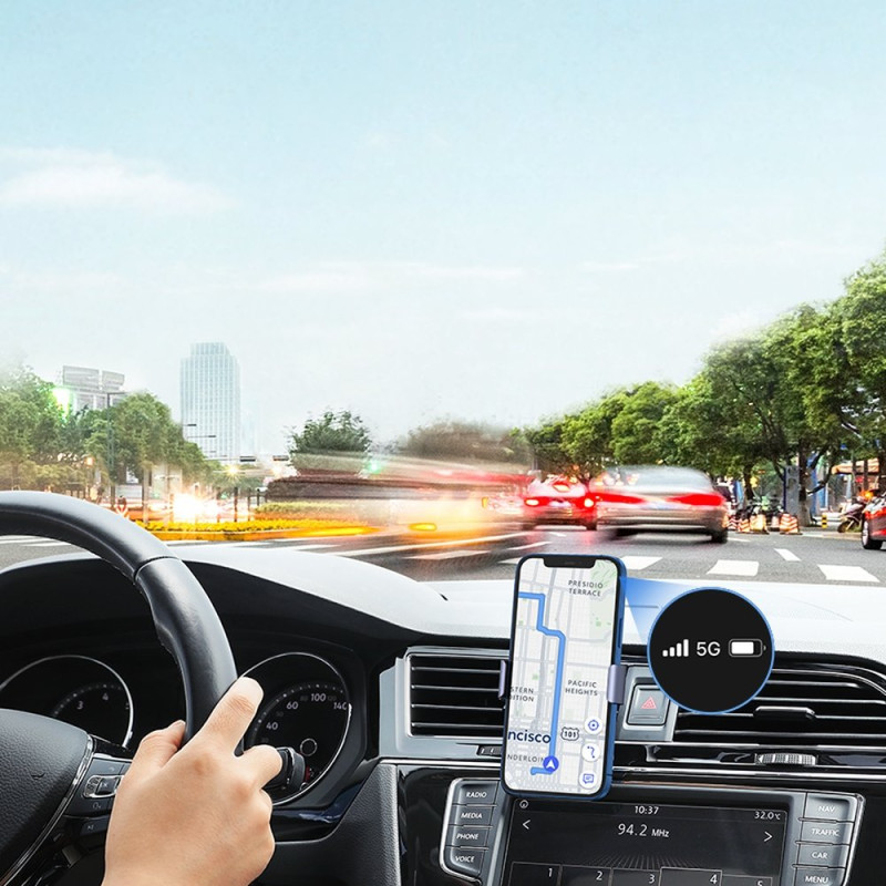 Spaustuvas ir magnetinis automobilinio telefono laikiklis 2in1 juodas