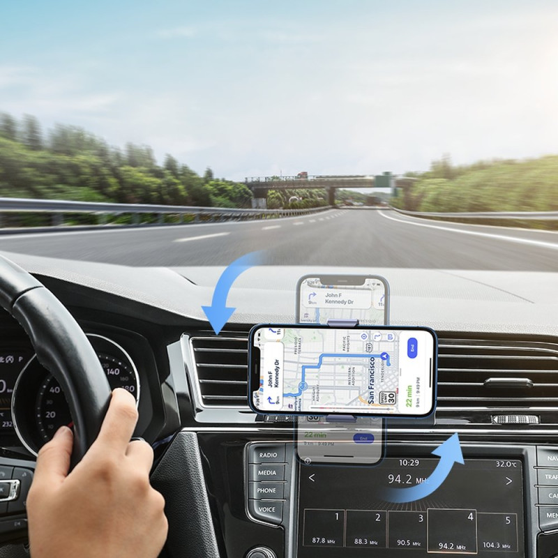 Spaustuvas ir magnetinis automobilinio telefono laikiklis 2in1 juodas