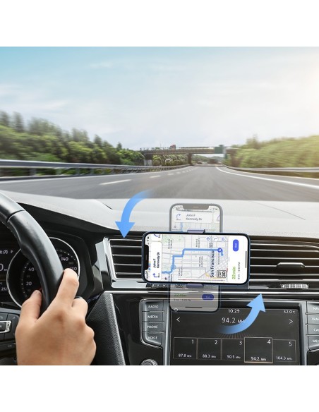 Spaustuvas ir magnetinis automobilinio telefono laikiklis 2in1 juodas