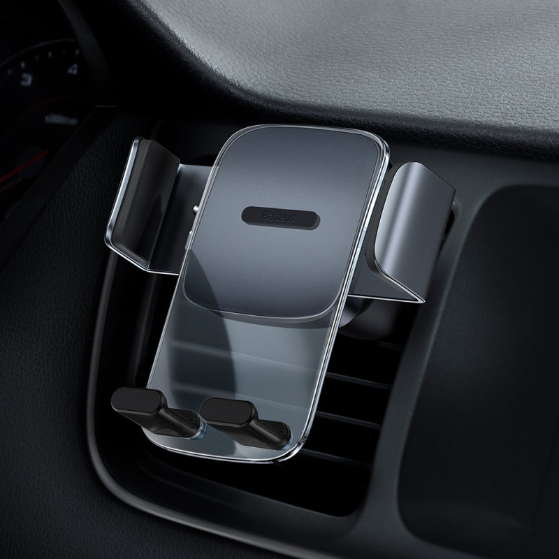 Automobilio telefono laikiklis kabinai ir ventiliacijos grotelėms 2in1 juoda