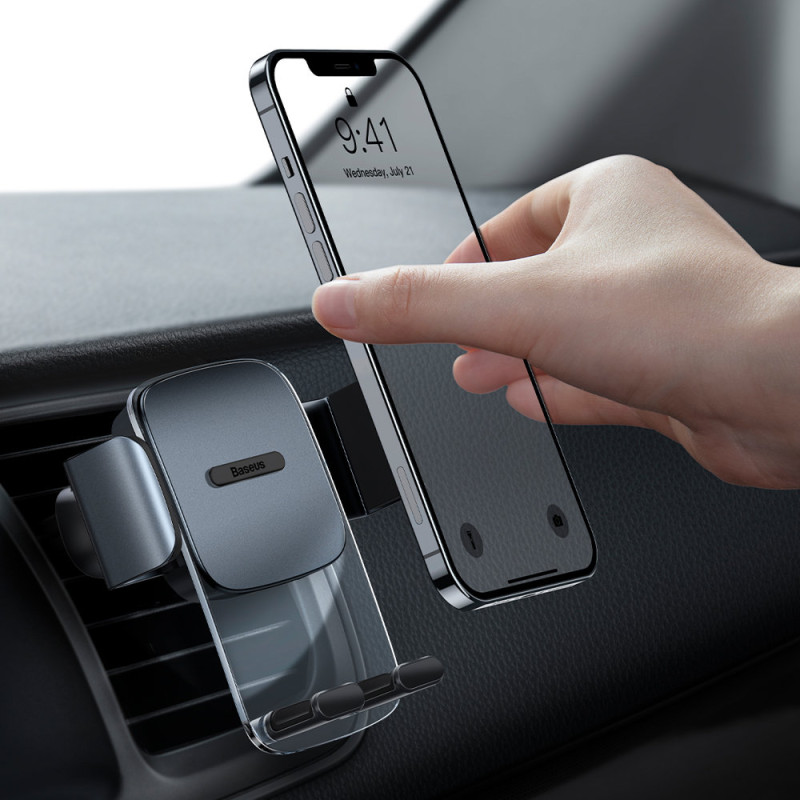 Automobilio telefono laikiklis kabinai ir ventiliacijos grotelėms 2in1 juoda