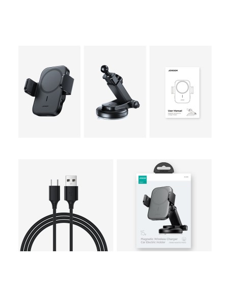 Automobilinis telefono laikiklis su 15W MagSafe Qi indukciniu įkrovikliu prietaisų skydeliui