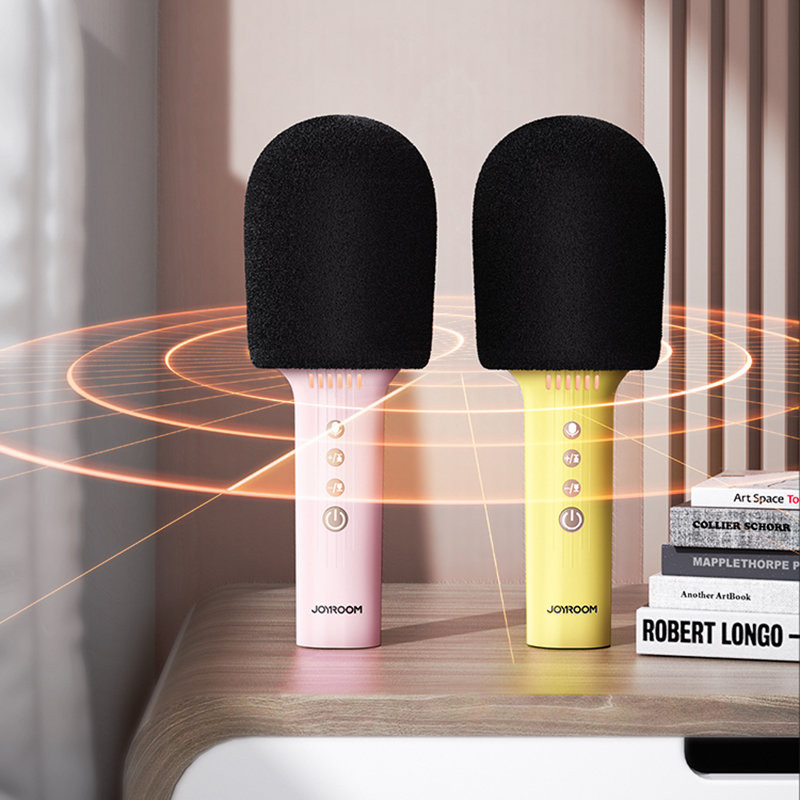 Belaidis karaoke mikrofonas su Bluetooth 5.0 garsiakalbiu 1200mAh rožinis