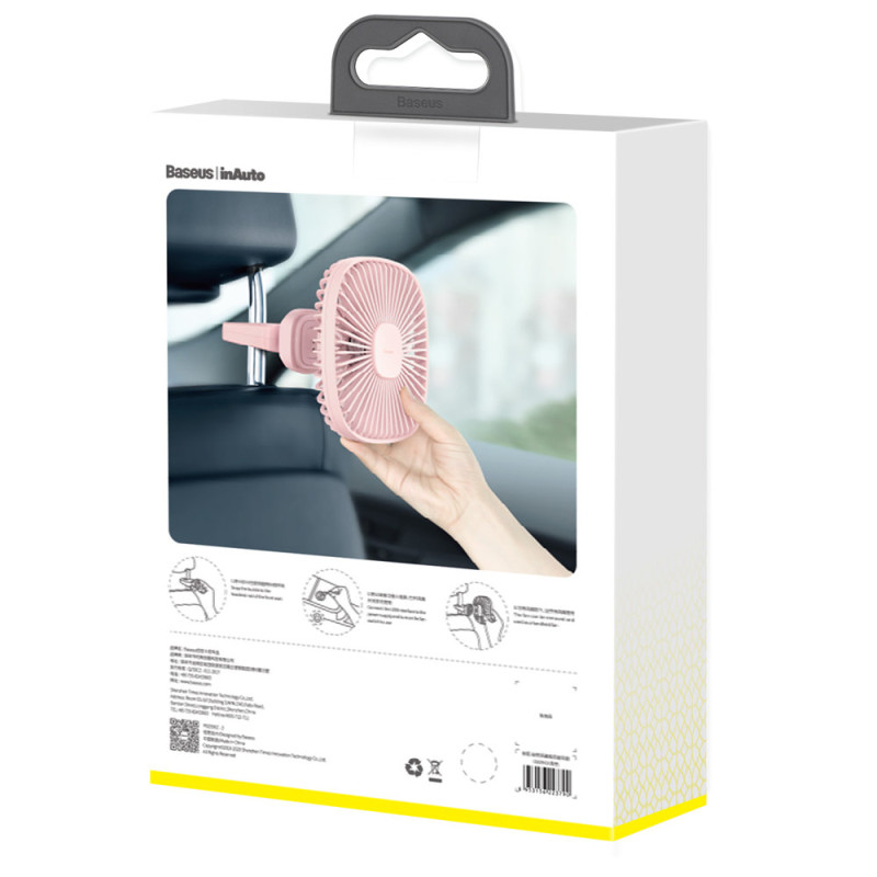 Magnetinis ventiliatorius automobiliui ant galinės sėdynės galvos atramos, rožinės spalvos