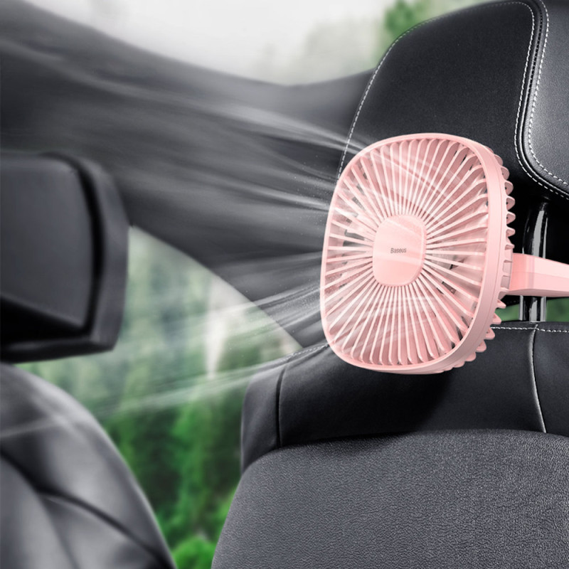 Magnetinis ventiliatorius automobiliui ant galinės sėdynės galvos atramos, rožinės spalvos