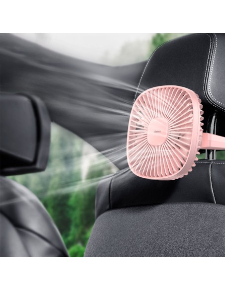 Magnetinis ventiliatorius automobiliui ant galinės sėdynės galvos atramos, rožinės spalvos Magnetinis ventiliatorius automobiliui ant galinės sėdynės galvos atramos, rožinės spalvos