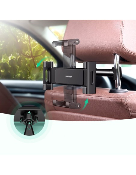 Prie galvos atramos pritvirtintas automobilinis laikiklis planšetei išmaniajam telefonui juodas Prie galvos atramos pritvirtintas automobilinis laikiklis planšetei išmaniajam telefonui juodas