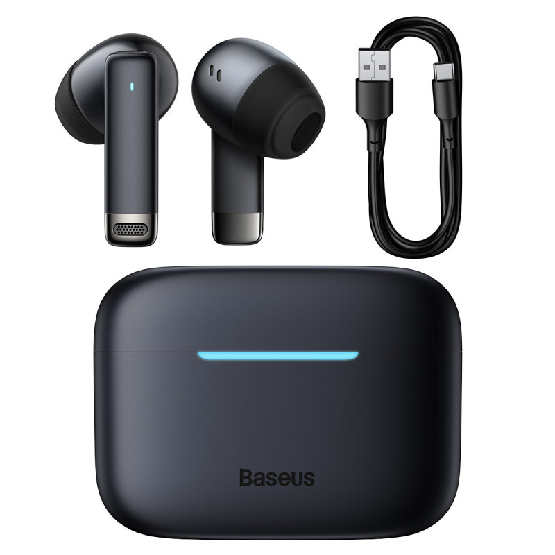 Į ausis įdedamos belaidės ausinės TWS Bluetooth 5.3 juodos