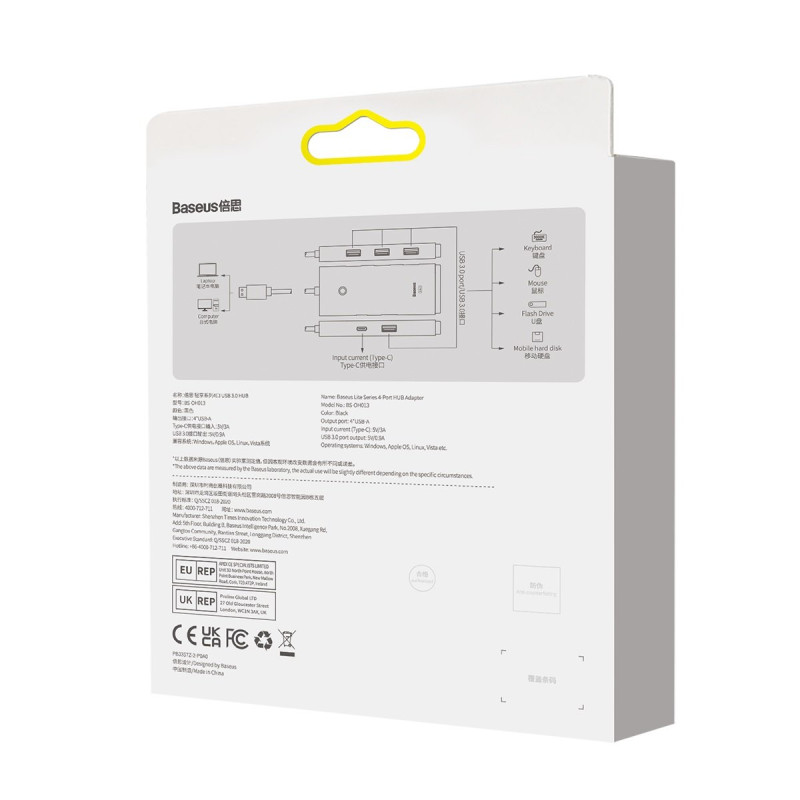 HUB adapteris USB-A į 4xUSB-A 3.0 5Gb/s Lite Series juodas