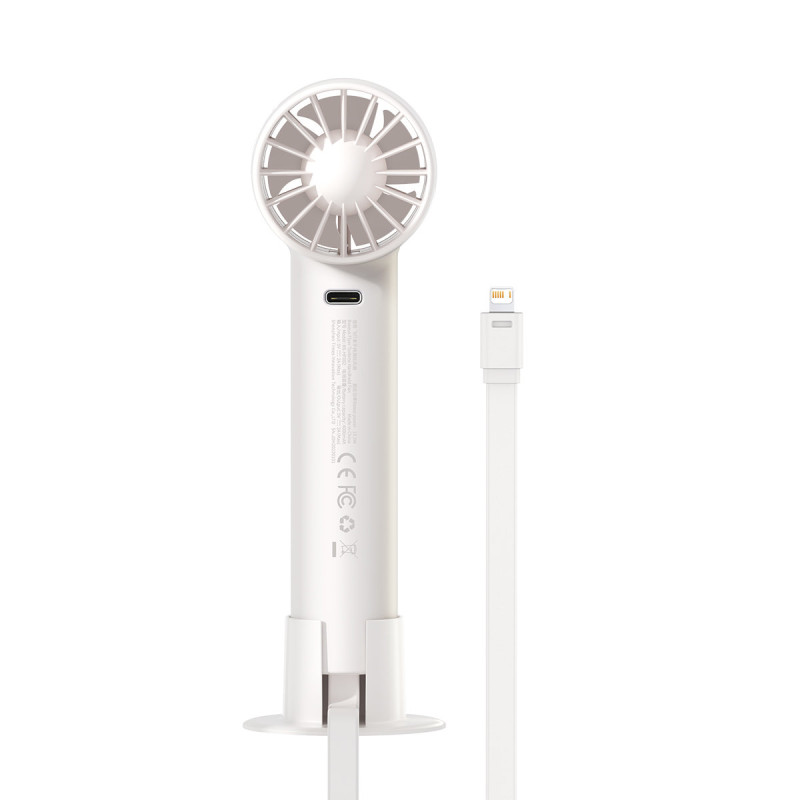 Ventiliatorius su USB-C laidu + maitinimo blokas 4000 mAh baltas