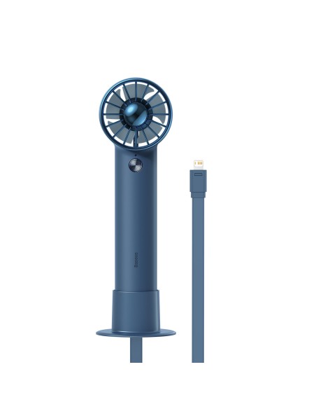 Vėjo malūno ventiliatorius su žaibo laidu + maitinimo blokas 4000mAh mėlynas Vėjo malūno ventiliatorius su žaibo laidu + maitinimo blokas 4000mAh mėlynas