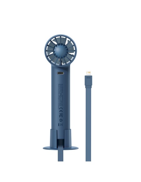 Vėjo malūno ventiliatorius su žaibo laidu + maitinimo blokas 4000mAh mėlynas Vėjo malūno ventiliatorius su žaibo laidu + maitinimo blokas 4000mAh mėlynas