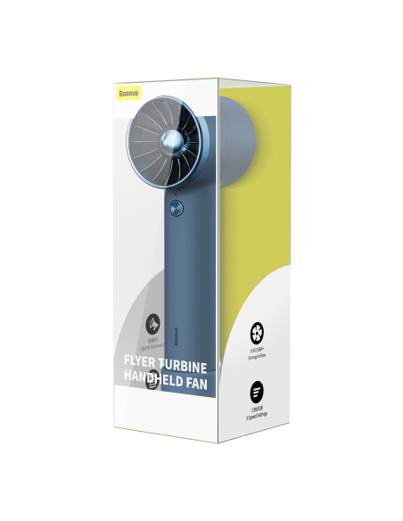 Vėjo malūno ventiliatorius su žaibo laidu + maitinimo blokas 4000mAh mėlynas Vėjo malūno ventiliatorius su žaibo laidu + maitinimo blokas 4000mAh mėlynas