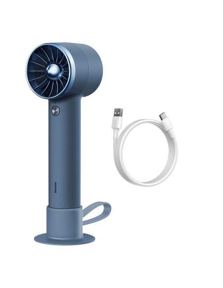 Vėjo malūno ventiliatorius su žaibo laidu + maitinimo blokas 4000mAh mėlynas Vėjo malūno ventiliatorius su žaibo laidu + maitinimo blokas 4000mAh mėlynas