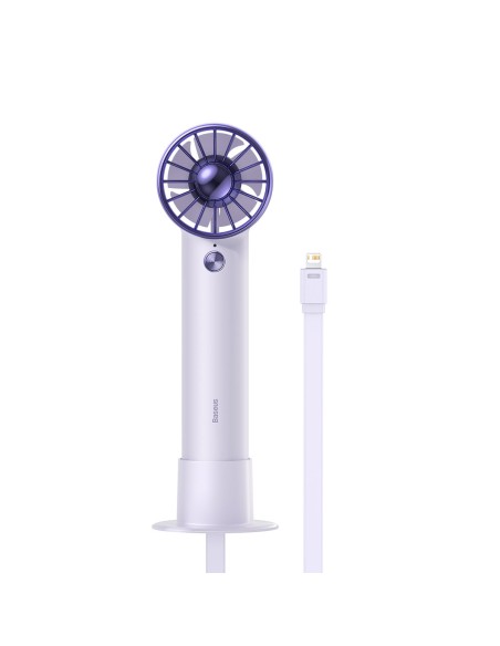 Vėjo malūno ventiliatorius su žaibo laidu + maitinimo blokas 4000mAh violetinis Vėjo malūno ventiliatorius su žaibo laidu + maitinimo blokas 4000mAh violetinis