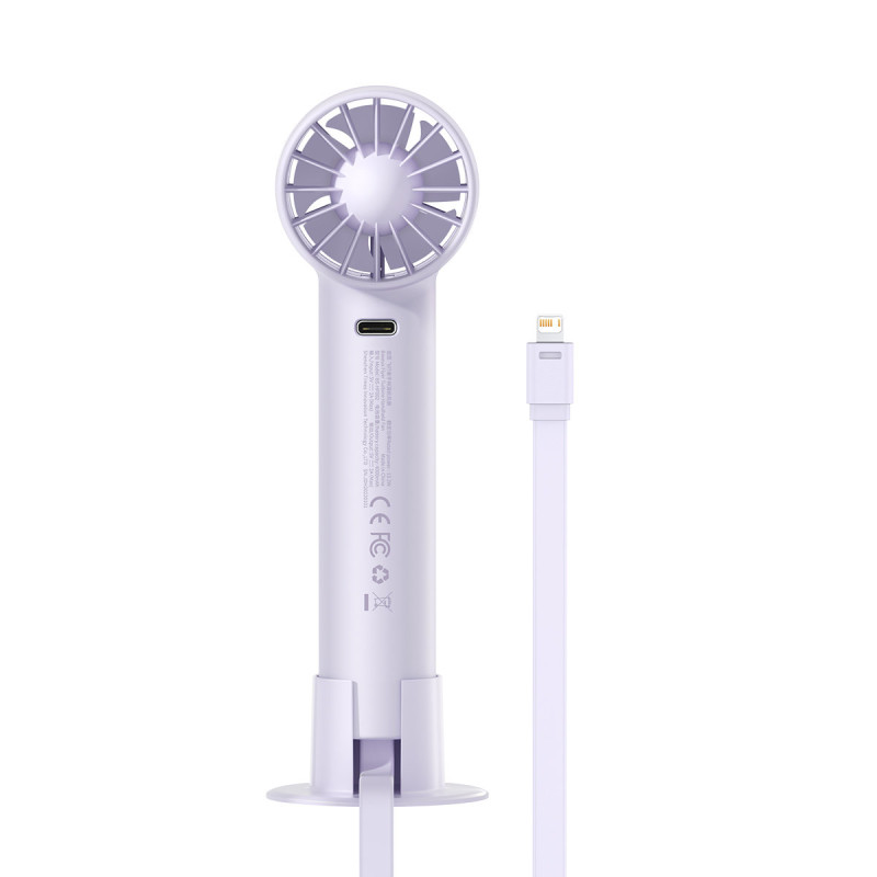 Vėjo malūno ventiliatorius su žaibo laidu + maitinimo blokas 4000mAh violetinis