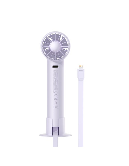 Vėjo malūno ventiliatorius su žaibo laidu + maitinimo blokas 4000mAh violetinis Vėjo malūno ventiliatorius su žaibo laidu + maitinimo blokas 4000mAh violetinis