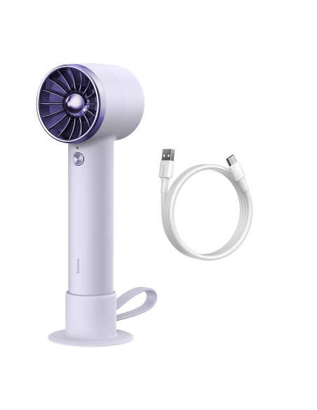 Vėjo malūno ventiliatorius su žaibo laidu + maitinimo blokas 4000mAh violetinis Vėjo malūno ventiliatorius su žaibo laidu + maitinimo blokas 4000mAh violetinis