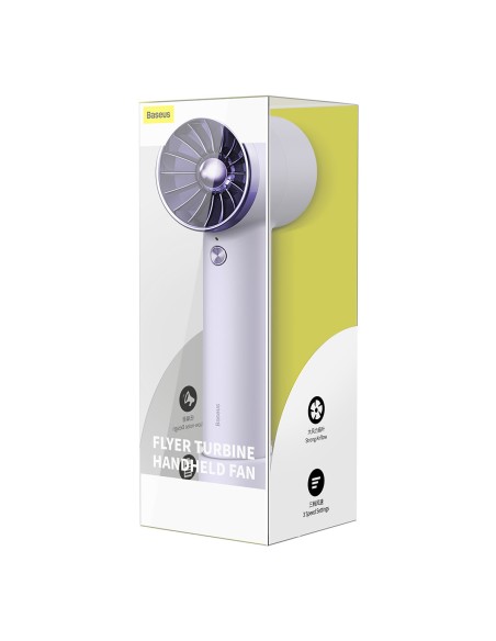 Vėjo malūno ventiliatorius su žaibo laidu + maitinimo blokas 4000mAh violetinis Vėjo malūno ventiliatorius su žaibo laidu + maitinimo blokas 4000mAh violetinis