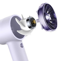 Vėjo malūno ventiliatorius su žaibo laidu + maitinimo blokas 4000mAh violetinis