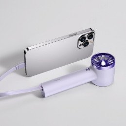 Vėjo malūno ventiliatorius su žaibo laidu + maitinimo blokas 4000mAh violetinis
