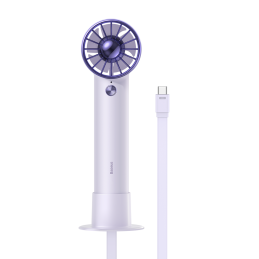 Ventiliatorius su USB-C laidu + maitinimo blokas 4000 mAh violetinė