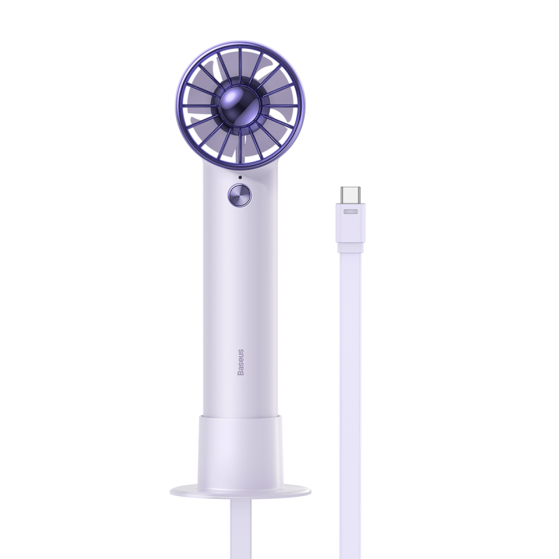 Ventiliatorius su USB-C laidu + maitinimo blokas 4000 mAh violetinė