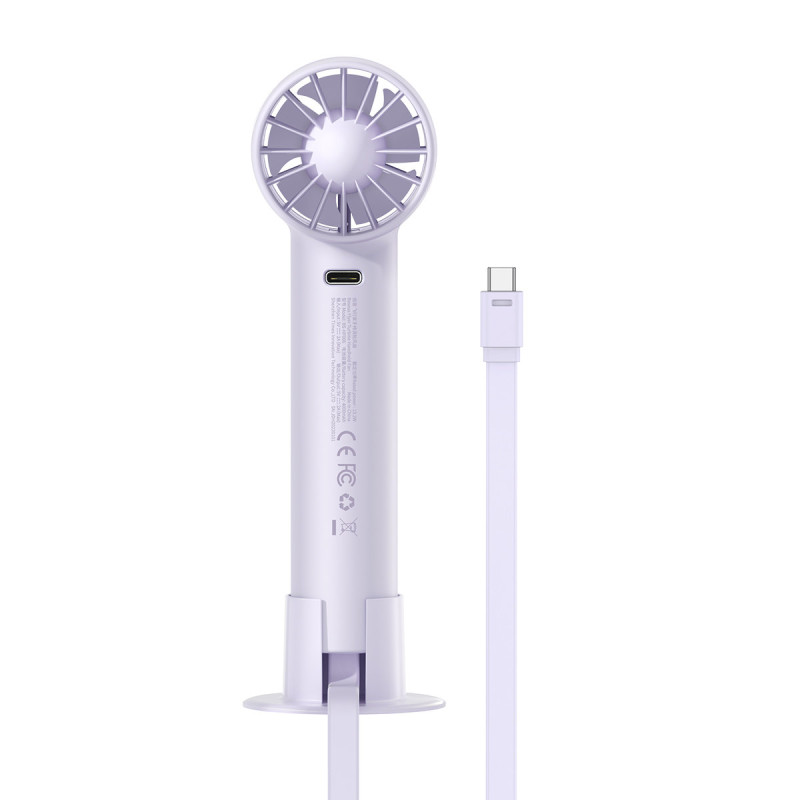 Ventiliatorius su USB-C laidu + maitinimo blokas 4000 mAh violetinė