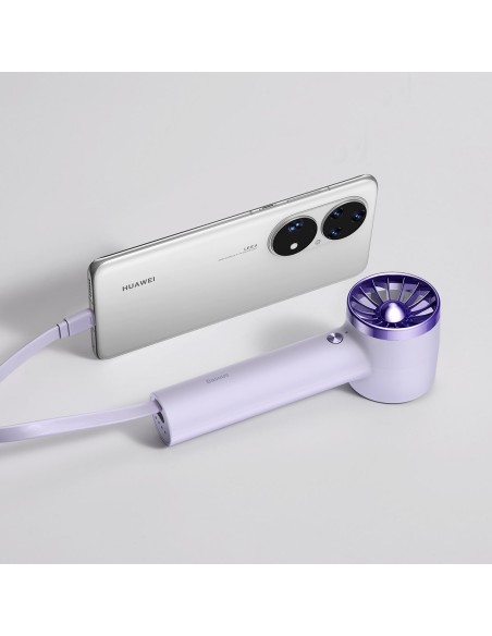 Ventiliatorius su USB-C laidu + maitinimo blokas 4000 mAh violetinė Ventiliatorius su USB-C laidu + maitinimo blokas 4000 mAh violetinė